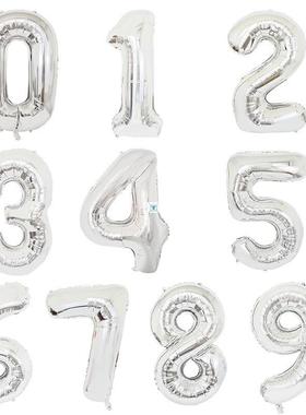 40inch Foil Silver Number Balloons  0 1 2 3 4 5 6 7 8 9 18