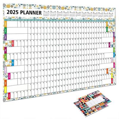 2025 English Yearly Wall Calendar Planner Annual Agenda