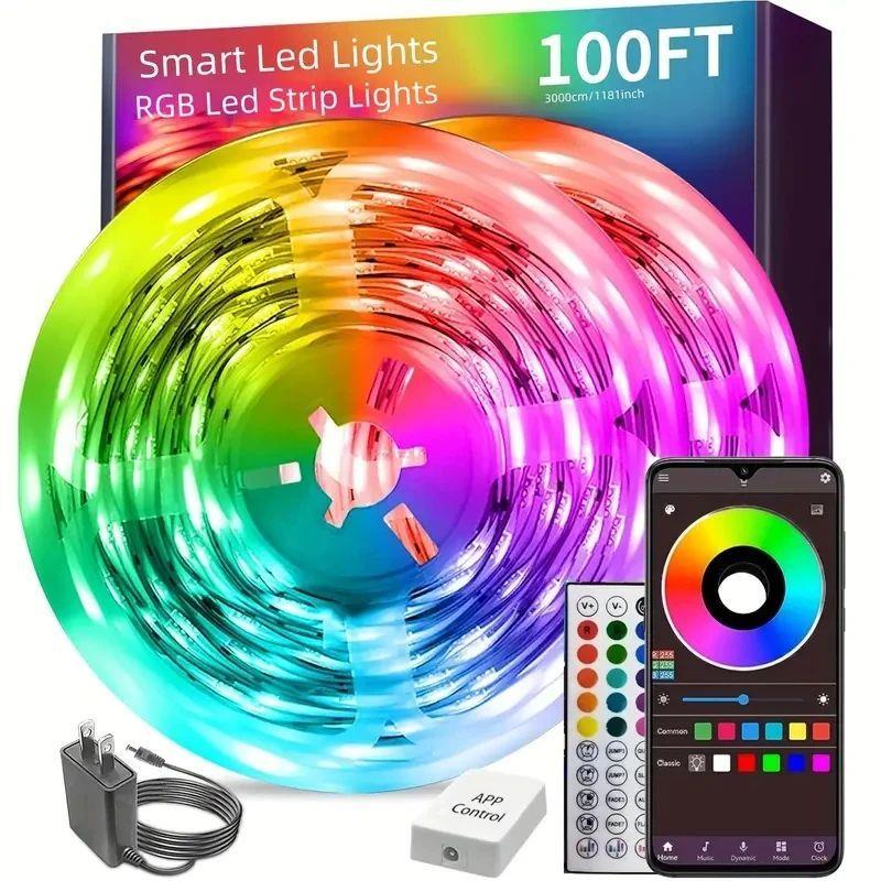 100ft(2 Rolls Of 50ft)LED LightsRGB Color Changing Music S