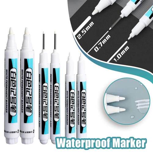 White Permanent Paint Pen Set Wood Rock Plastic Leather Glas