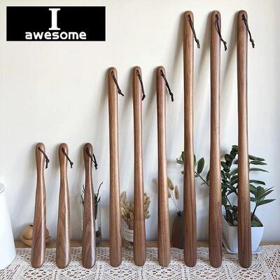 Black Walnut wooden Professional Shoe Horn Flexible Long Han