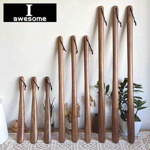 Black Walnut wooden Professional Shoe Horn Flexible Long Han