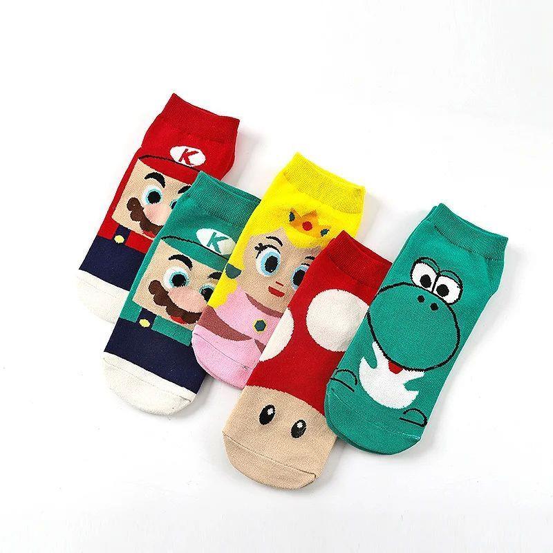 Super Mario Bros Game Figures Cotton Socks Cartoon Luigi Yos