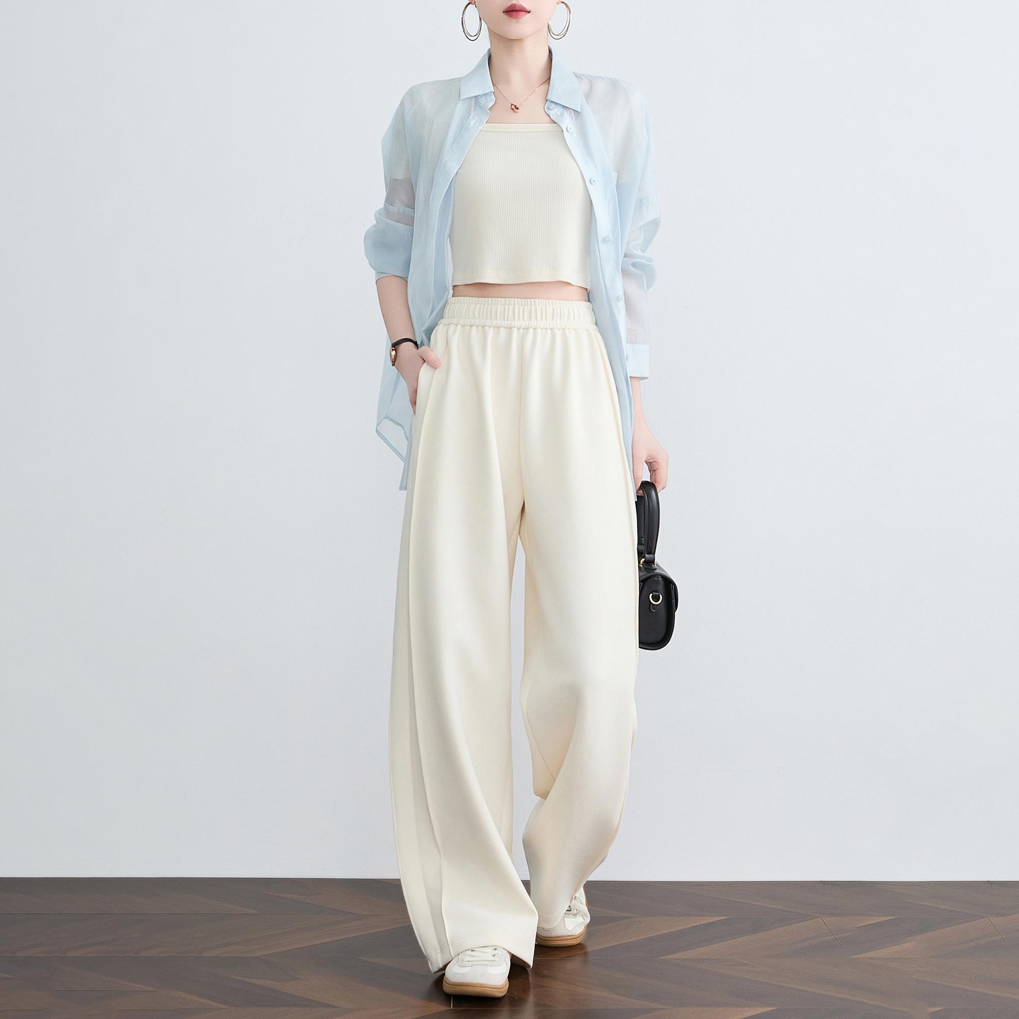 小个子针织休闲裤高腰显瘦长裤