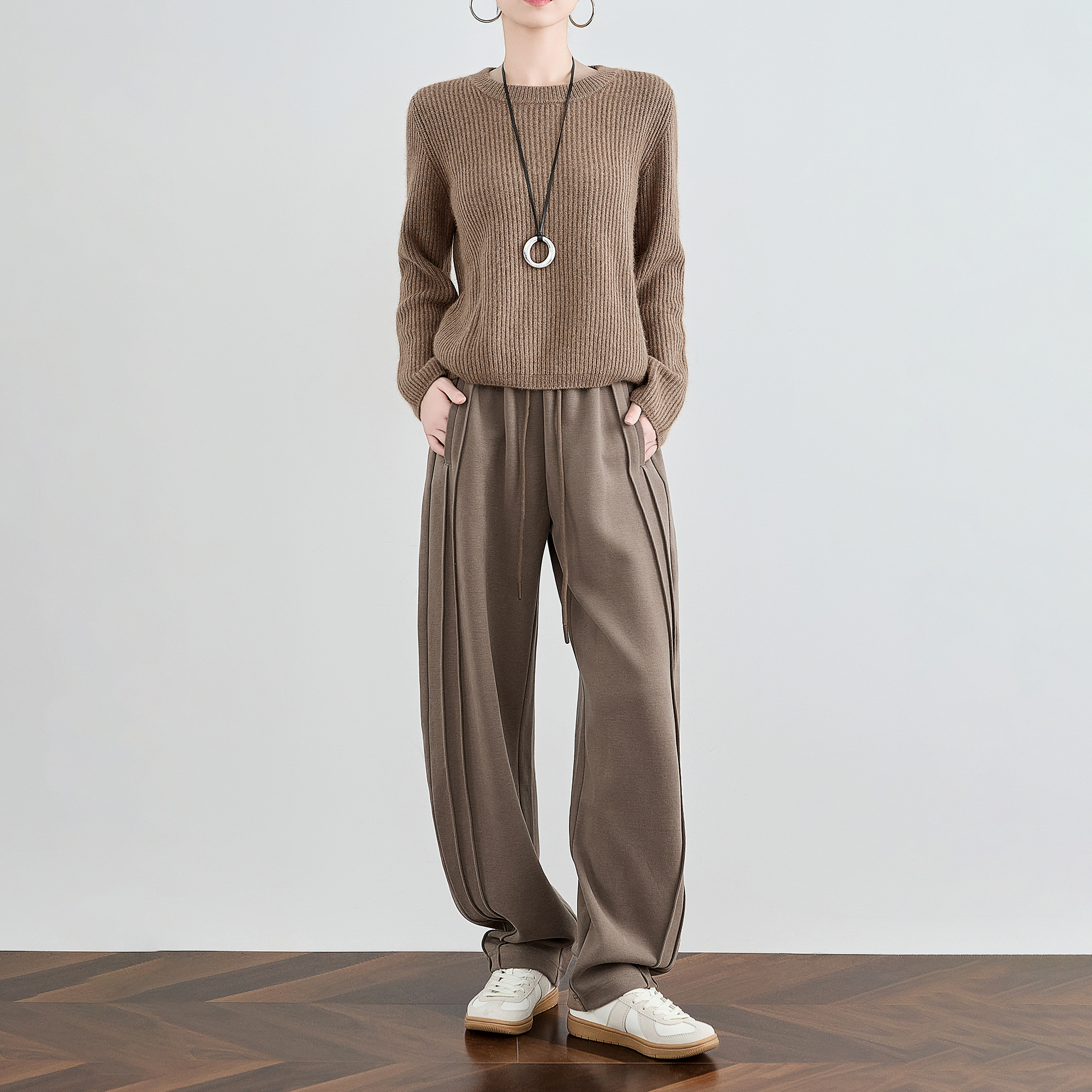 梨形身材女春秋季潮牌美式卫裤