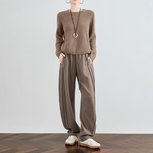 梨形身材女春秋季潮牌美式卫裤