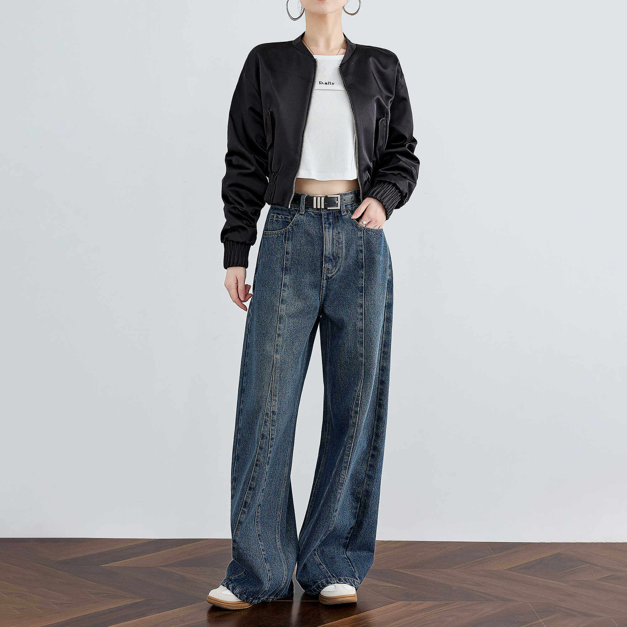 奕兮 小个子阔腿牛仔裤女2025秋季高腰宽松显瘦百搭垂感直筒裤子,女装/女士精品,牛仔裤,淘宝优惠券,粉丝福利购,淘宝优惠卷