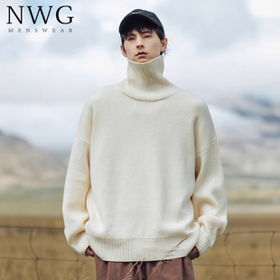 雪尼尔高领毛衣男潮牌冬季 保暖休闲线衣 加厚慵懒风百搭宽松针织衫
