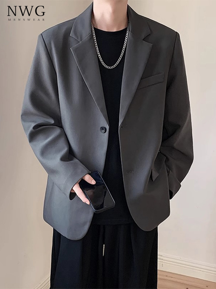 西装外套男春秋季2025新款高级感百搭宽松休闲西服男商务正装上衣