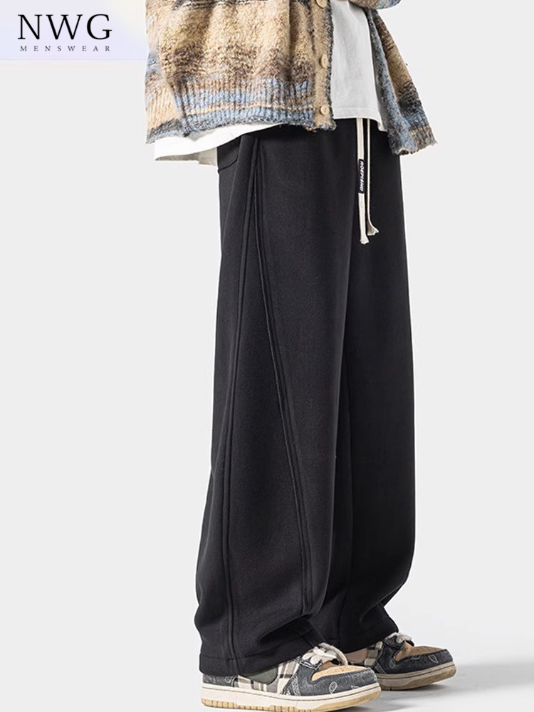 弯刀运动卫裤男春秋季2025新款百搭美式垂感宽松大码直筒阔腿裤子