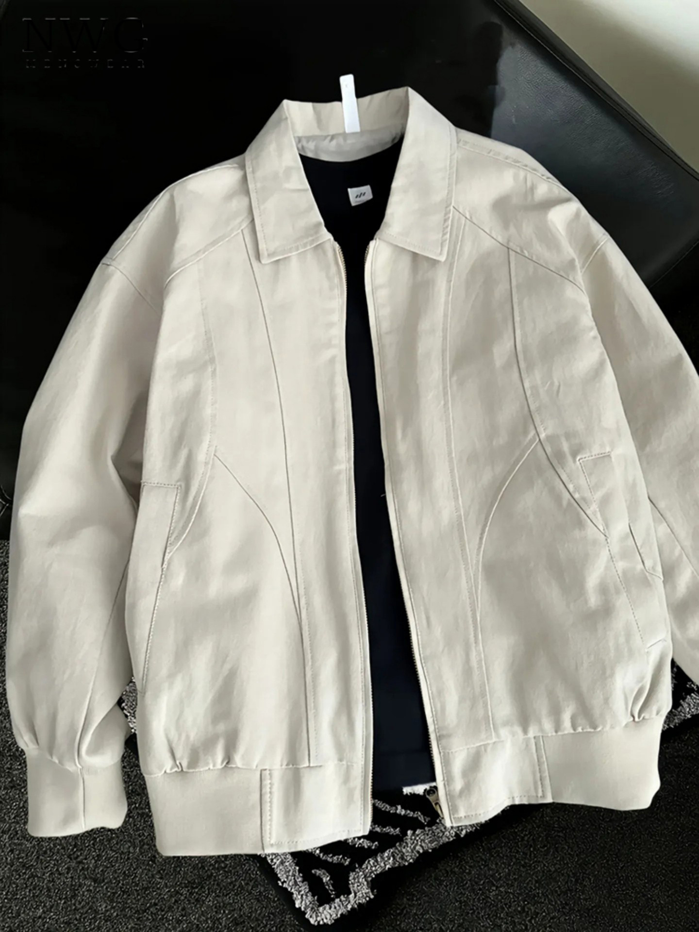 杏色工装外套男春秋季2025新款高级感美式痞帅翻领夹克休闲棒球服