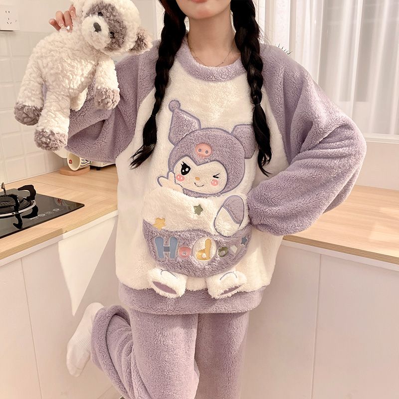 加厚保暖珊瑚绒宽松加肥大码睡衣