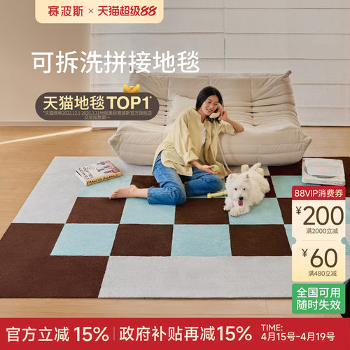 赛波斯可拆洗拼接地毯防水中古风