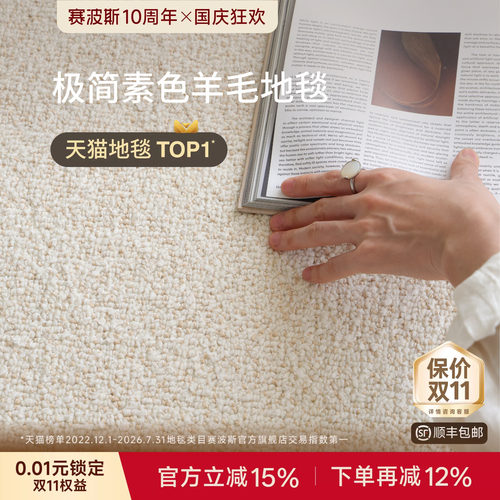 赛波斯进口素色简约羊毛客厅地毯