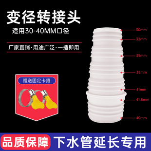 厨房洗菜盆下水管延长接头配件40mm转30mm变径洗衣台面盆水管加长