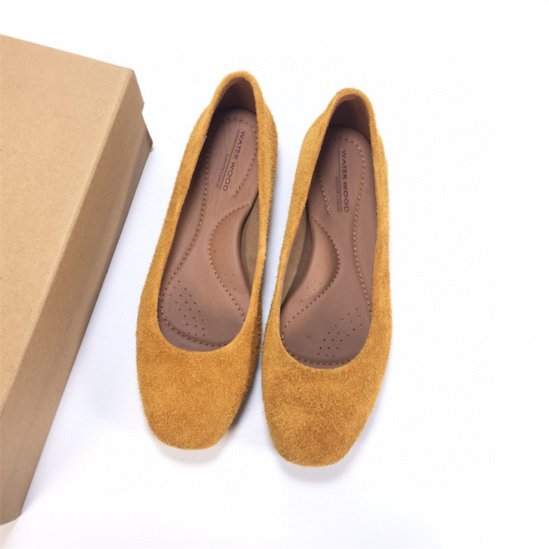 WATER WOOD外贸原单一脚蹬软平底浅口单鞋女真皮圆头春夏2025新款