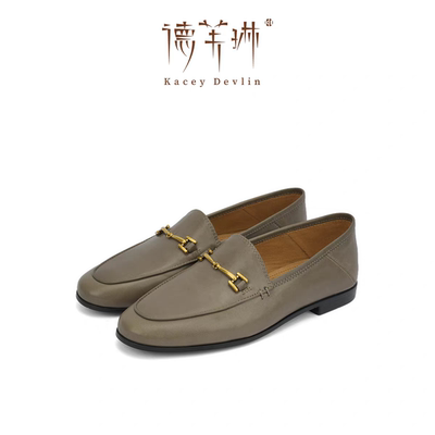德芙琳软真鹿皮舒适英伦风乐福鞋