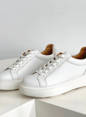 MEB外贸原单小白鞋女厚底松糕休闲板鞋软真皮舒适百搭2024春新款