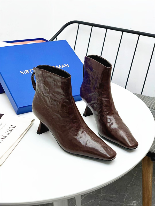 时尚软胎羊皮舒适细高跟尖头短靴