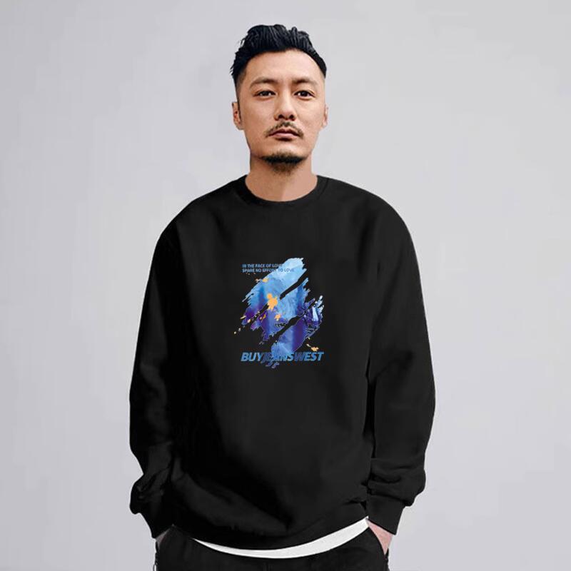 新款圆领卫衣男秋冬款加绒上衣