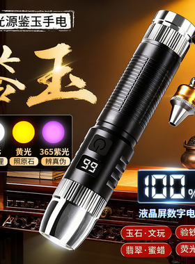 照玉石鉴定手电筒专用强光灯烟酒鉴别看翡翠365n验钞紫光灯紫外线
