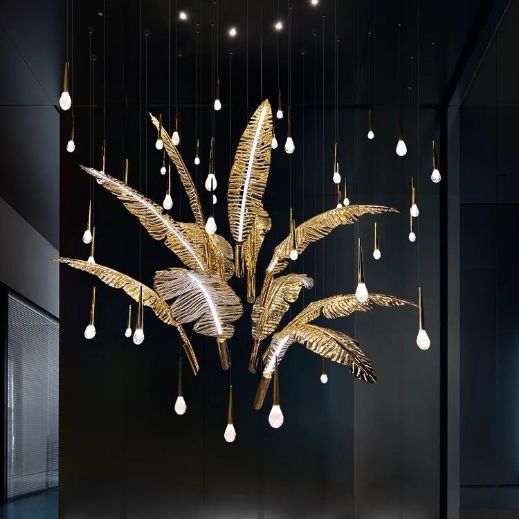 全铜轻奢树叶酒店餐厅吊灯