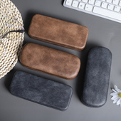 高档定制高品质复古疯马皮超耐压便携简约时尚 近视眼镜盒大墨镜盒