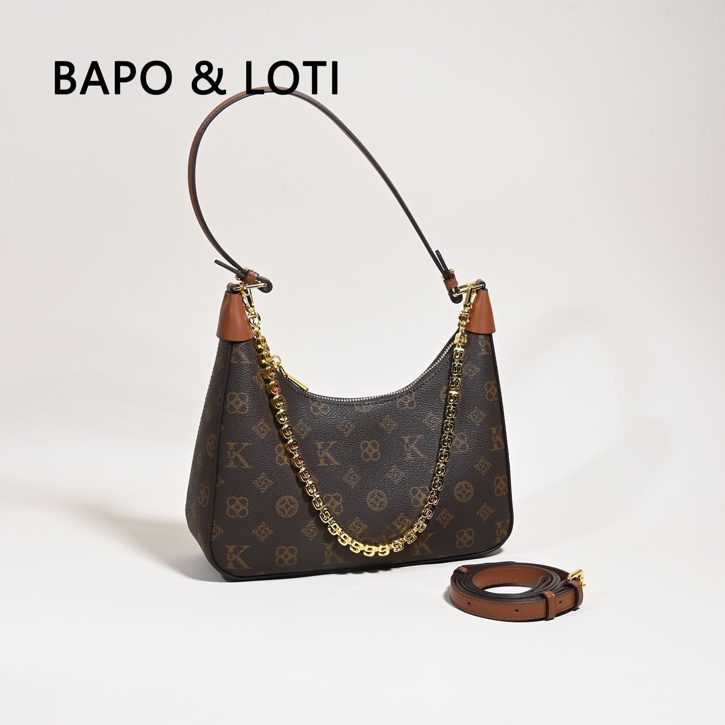 复古老花腋下包包女2025新款质感牛角包休闲通勤链条包单肩斜挎包,箱包皮具/热销女包/男包,腋下包,淘宝优惠券,粉丝福利购,淘宝优惠卷