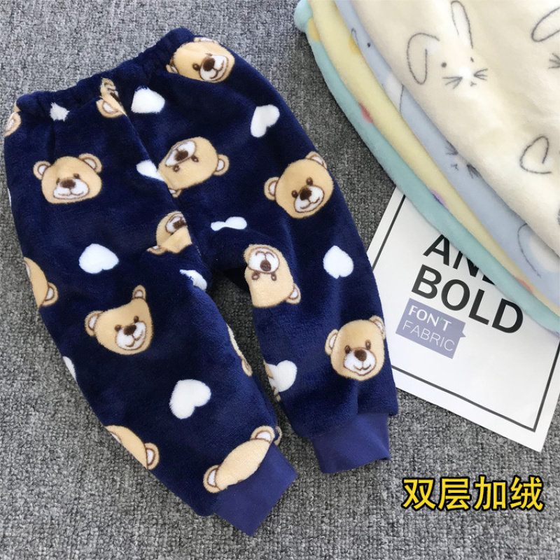 婴儿裤子秋冬季加厚双层加绒棉裤