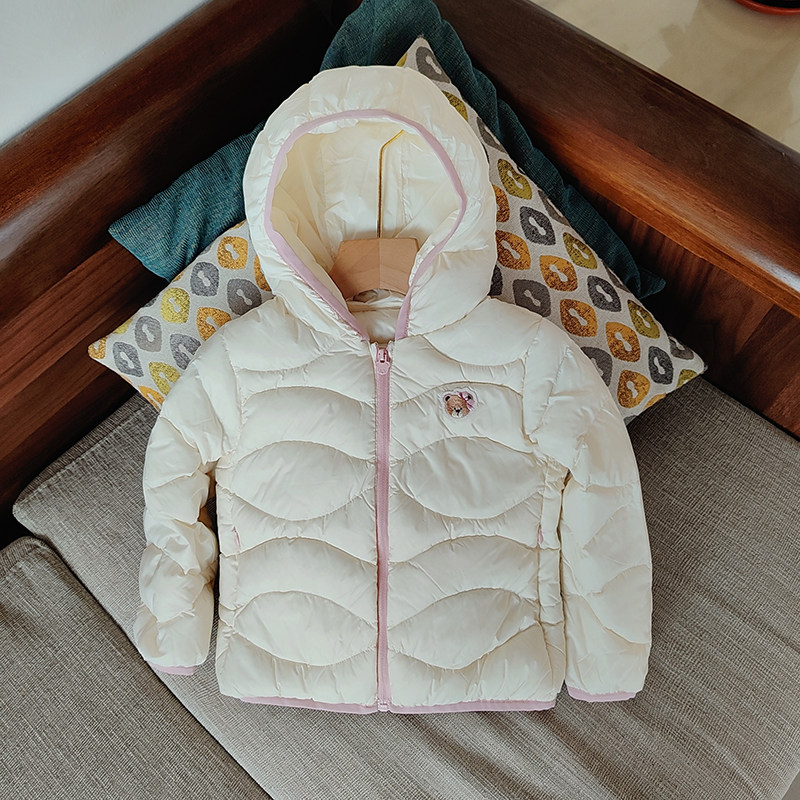 女童连帽轻薄羽绒服短款韩版洋气90白鸭绒儿童冬季棉服上衣外套潮