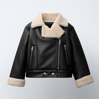 儿童抓绒夹克外套男女童2025年秋冬新款皮毛一体机车服5854560潮