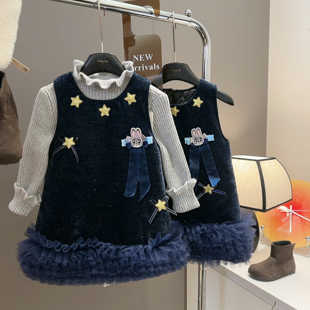 女童卡通小兔子星星蓬蓬边连衣裙2026春季新款AWB006鱼,童装/婴儿装/亲子装,连衣裙,淘宝优惠券,粉丝福利购,淘宝优惠卷