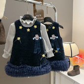 新款 宠粉 女童卡通小兔子星星蓬蓬边连衣裙2026春季 AWB006鱼