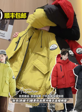 女童工装风男女童加厚连帽冲锋衣棉服外套2026冬季TN新款TN014