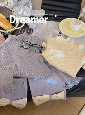 宠粉*女童休闲百搭木耳边打底毛衣2025秋季新款CCB031鱼