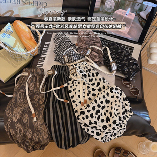 现 新款 女童欧若风男女童经典 2026春季 KON002箜 满印宽松休闲裤