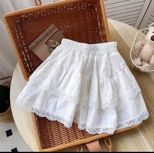 女童洋气韩版甜美花边百搭蛋糕裙半身裙2026夏季新款朵儿023