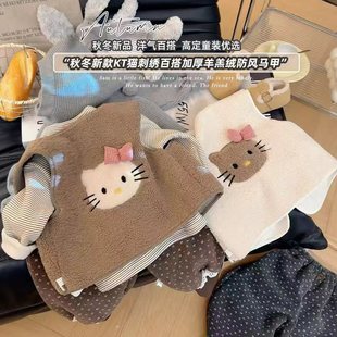 MO001妍 马甲坎肩2025秋冬新款 女童宝宝可爱卡通小猫百搭韩版 厚款