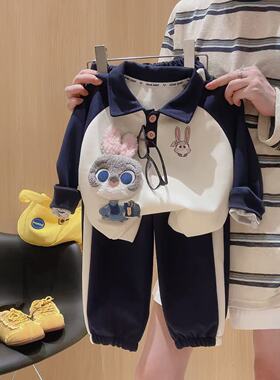 女童长袖兔子警官运动休闲洋气秋装两件套2025秋季MIQ新款9934
