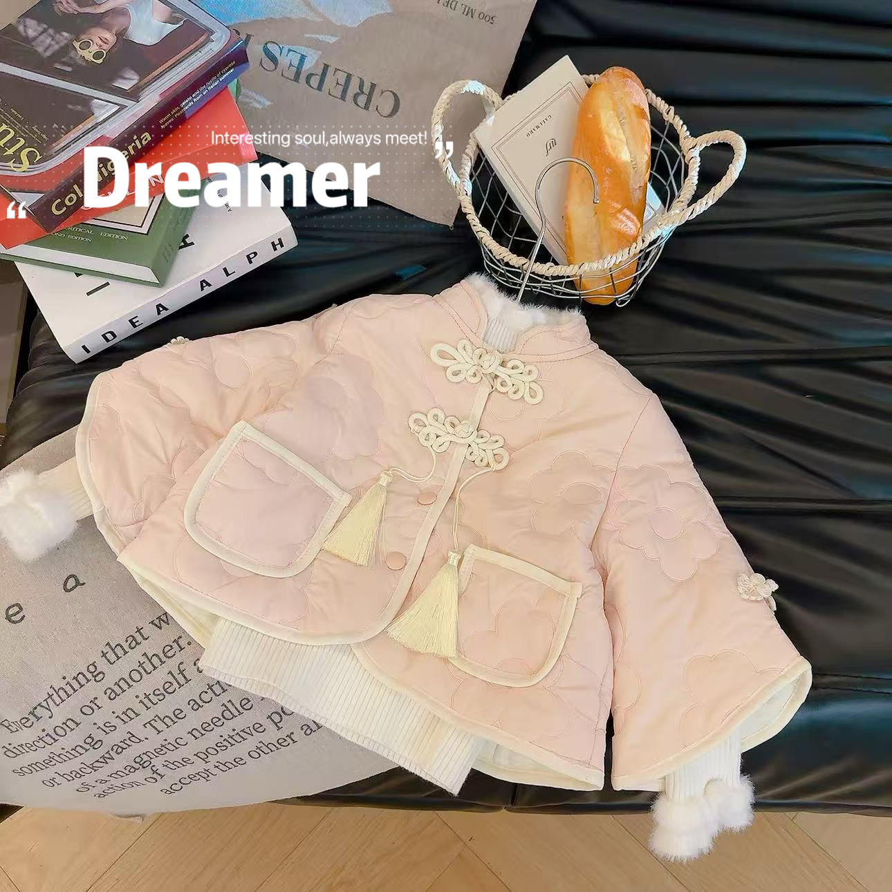 【现*宠粉】女童新中式盘扣喇叭袖夹棉外套2026冬季新款GC0368鱼,童装/婴儿装/亲子装,普通外套,淘宝优惠券,粉丝福利购,淘宝优惠卷