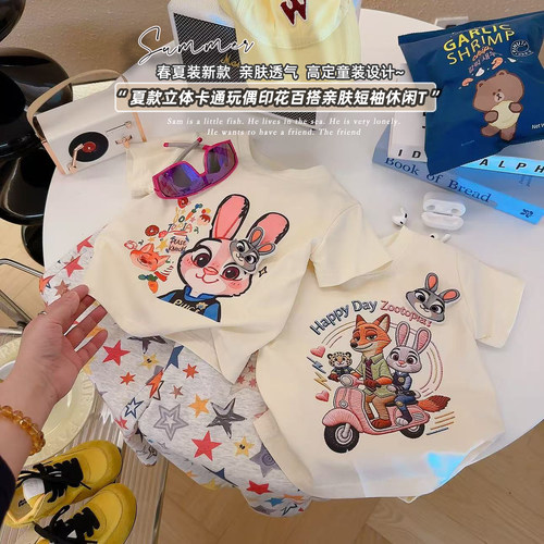 女童立体卡通玩偶印花韩系短袖T恤2026夏季新款NW009曦