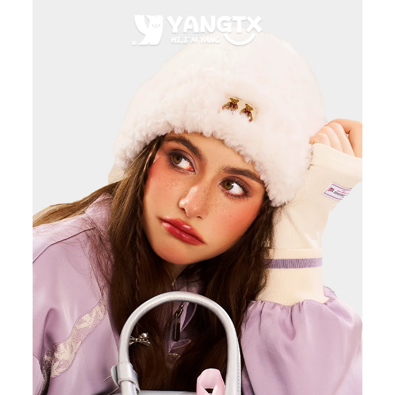 【杨同学】小熊毛线帽子女冬季氛围感毛绒加厚保暖防寒软糯毛线帽
