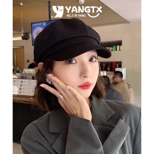 冬天ins网红春秋女士鸭舌帽子 显脸小贝雷帽韩版 八角帽女夏季 薄款