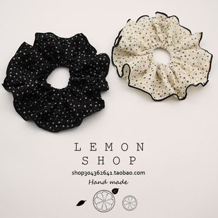 韩系布艺碎花大号大肠发圈气质波点锁边头绳高级感头花发饰发绳女