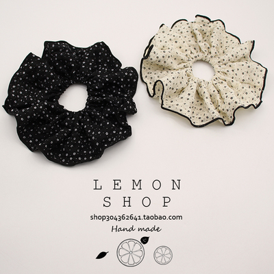 韩系布艺碎花大号大肠发圈气质波点锁边头绳高级感头花发饰发绳女