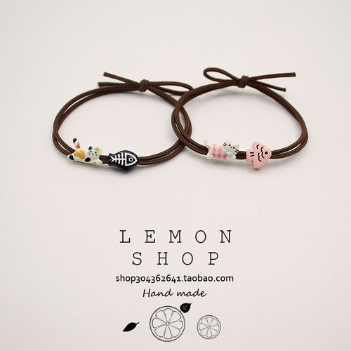 可爱卡通小鱼小猫发绳甜美少女心扎头发橡皮筋高弹力头绳发圈头饰