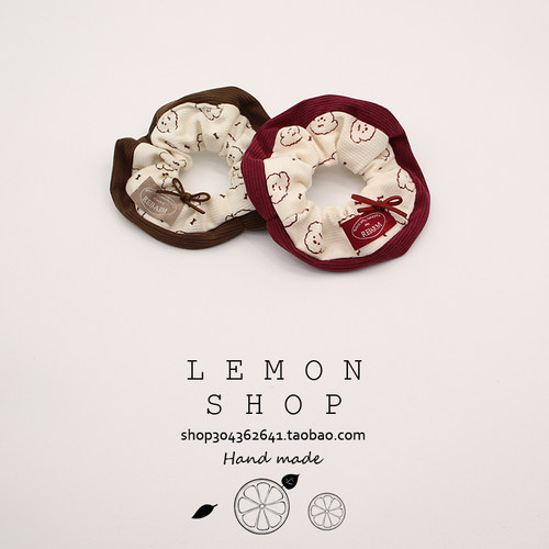 秋冬新款卡通小狗可爱大肠发圈甜美丸子头扎头发橡皮筋高级感头饰