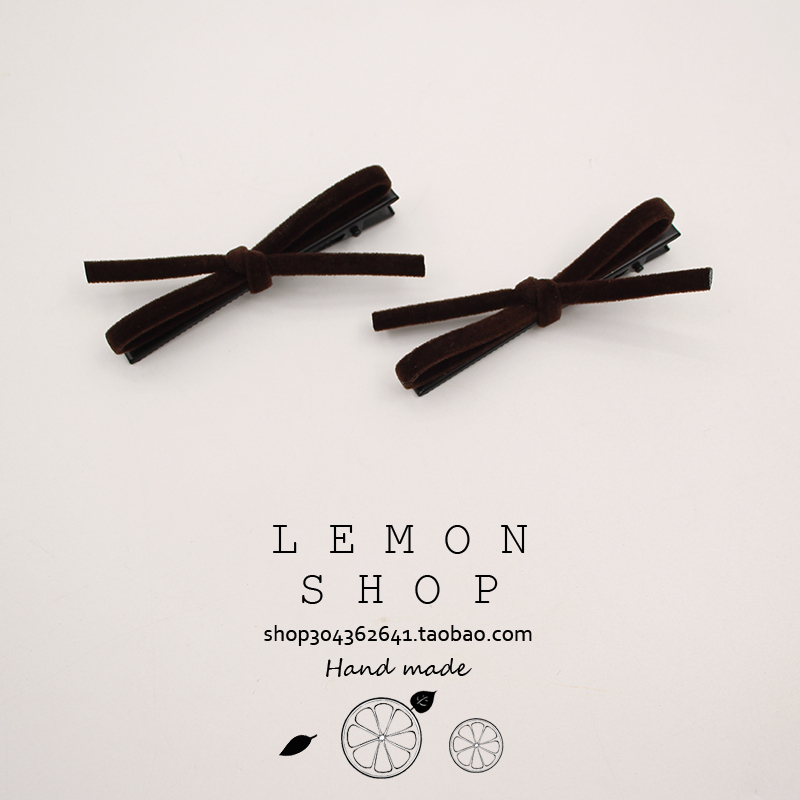 植绒发夹蝴蝶结边夹女侧边碎发刘海夹子甜美少女鸭嘴夹发卡头饰品