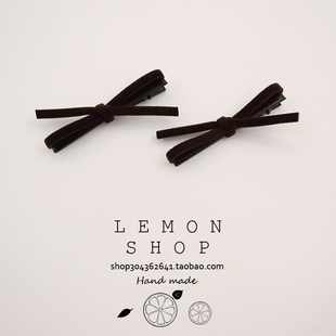 植绒发夹蝴蝶结边夹女侧边碎发刘海夹子甜美少女鸭嘴夹发卡头饰品