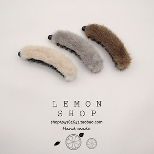 毛绒发夹秋冬新款 后脑勺高马尾竖夹香蕉夹女高级感网红简约发饰品